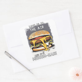 Pegatina Cuadrada Hilarious BURGER Cita Vintage Retro Ilustracion