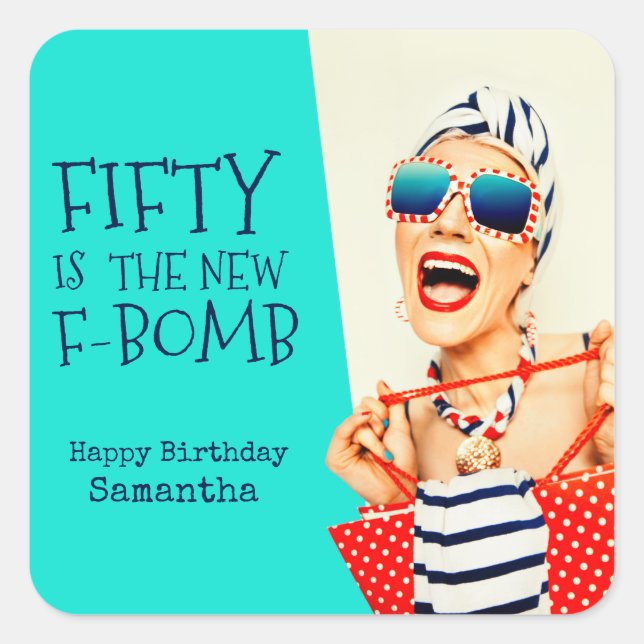 Pegatina Cuadrada Hilarious Retro 50th Birthday por ella (Anverso)