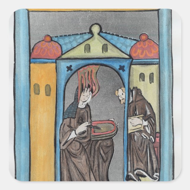 Pegatina Cuadrada Hildegard de Bingen (Anverso)