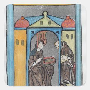Pegatina Cuadrada Hildegard de Bingen