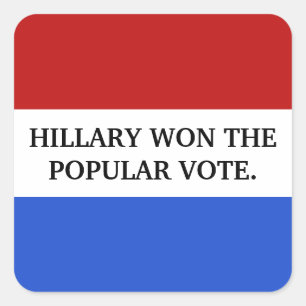 Pegatina Cuadrada Hillary ganó el voto popular