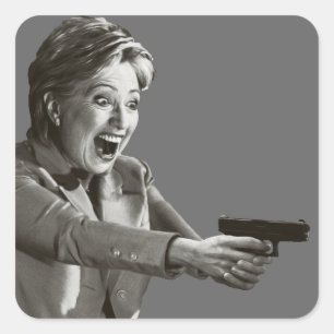 Pegatina Cuadrada Hillary Shooter