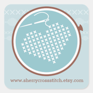 Pegatina Cuadrada Hilo de la aguja del corazón de la articulación 