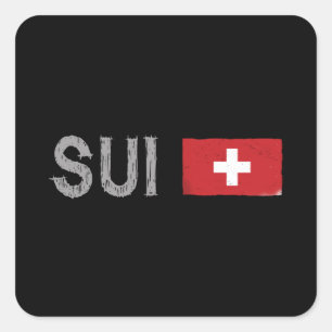 Pegatina Cuadrada Hinchas de fútbol de Suiza camuflan bandera suiza