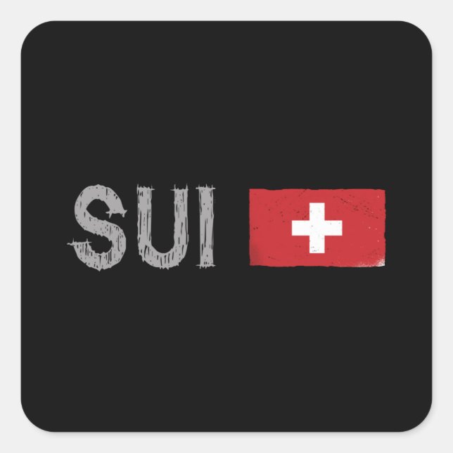Pegatina Cuadrada Hinchas de fútbol de Suiza camuflan bandera suiza (Anverso)