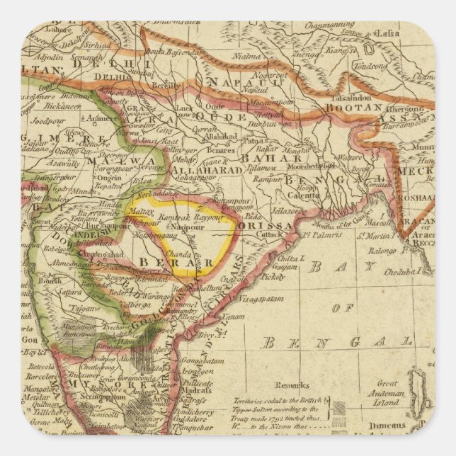 Pegatina Cuadrada Hindostán o India (Anverso)