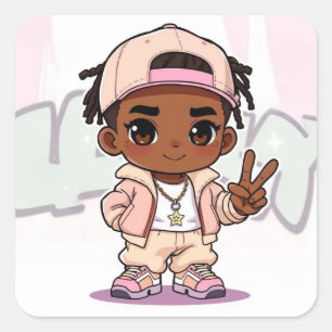 Pegatina Cuadrada Hip Hop