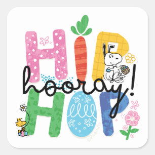 Pegatina Cuadrada Hip Hop Hooray Snoopy Pascua