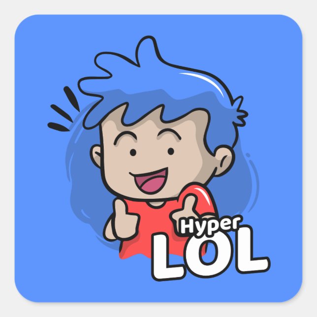 Pegatina Cuadrada Hiper Lol Meme Cartoonish (Anverso)