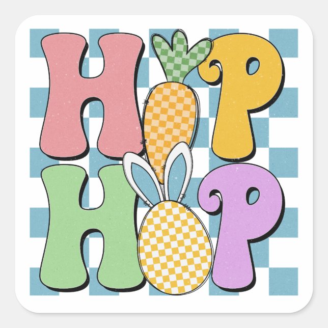 Pegatina Cuadrada HipHop retro (Anverso)