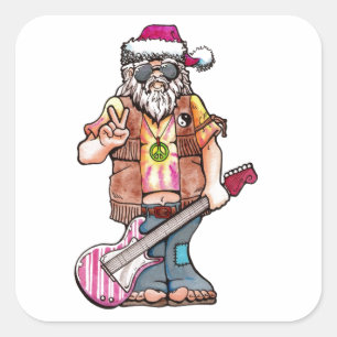 Pegatina Cuadrada Hippie Santa