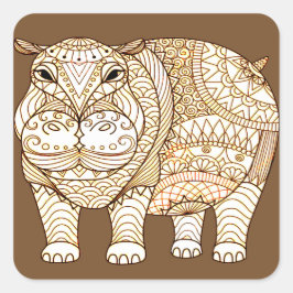 Pegatina Cuadrada Hippo