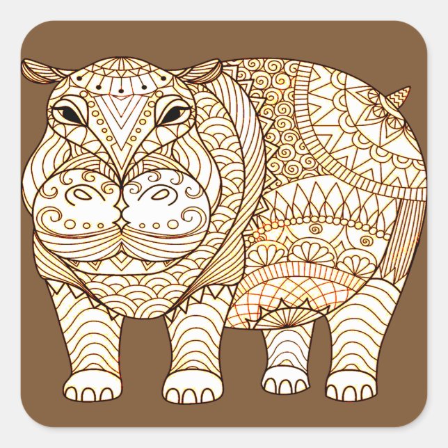 Pegatina Cuadrada Hippo (Anverso)