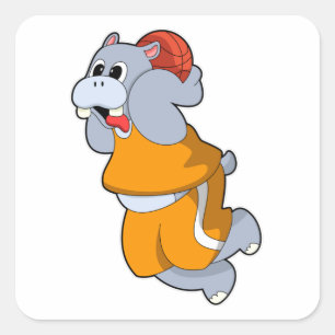 Pegatina Cuadrada Hippo en Basketball Sports