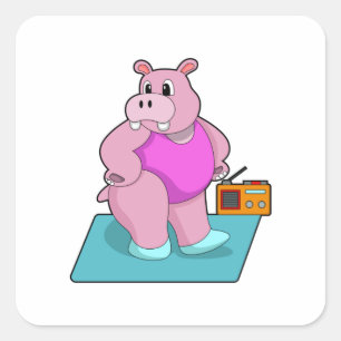 Pegatina Cuadrada Hippo en Fitness con Radio.PNG