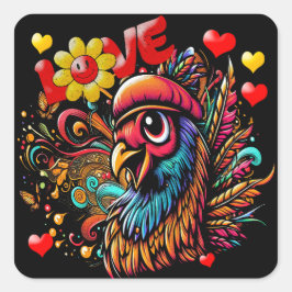 Pegatina Cuadrada "Hippy Love Bird" Sticker Sheet