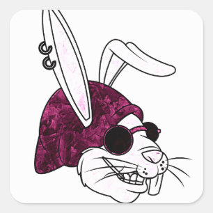 Pegatina Cuadrada Hipster Bunny