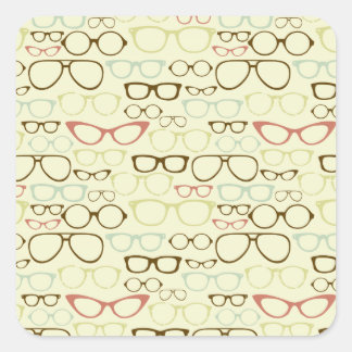 Pegatina Cuadrada Hipster de Eyeglass Retro