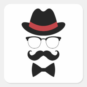 Pegatina Cuadrada Hipster Gentleman Elements