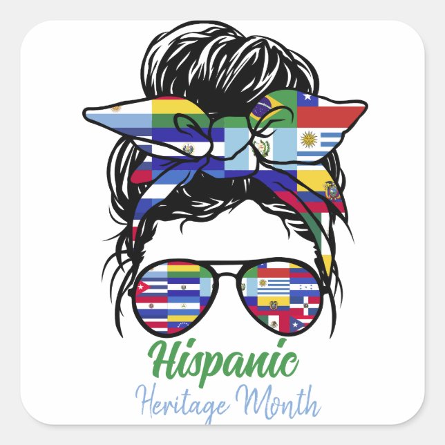 Pegatina Cuadrada Hispanic Heritage Month  (Anverso)