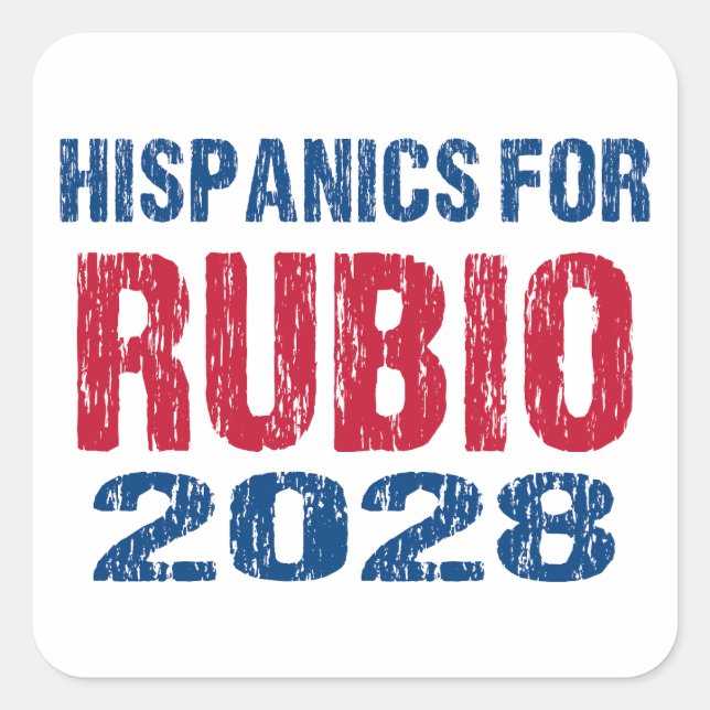 Pegatina Cuadrada Hispanics for Rubio 2028 (Anverso)