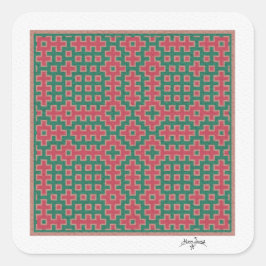 Pegatina Cuadrada Histmas Temáticas, inspiradas en Hitomezashi Tile