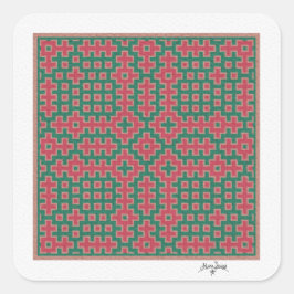 Pegatina Cuadrada Histmas Temáticas, inspiradas en Hitomezashi Tile