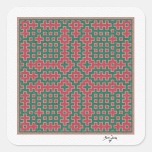 Pegatina Cuadrada Histmas Temáticas, inspiradas en Hitomezashi Tile