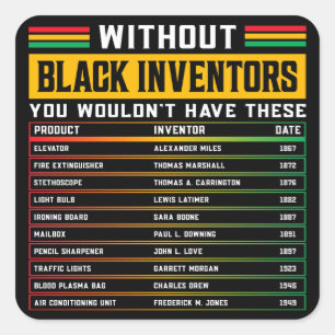 Pegatina Cuadrada Historia De Los Inventores Negros Olvidados Histor