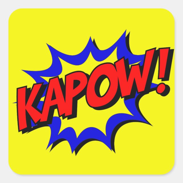 Pegatina Cuadrada Historieta vintage Kapow Onomatopoeia (Anverso)