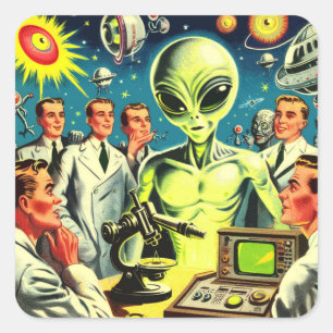 Pegatina Cuadrada Historietas de ciencia ficción antiguas de extranj