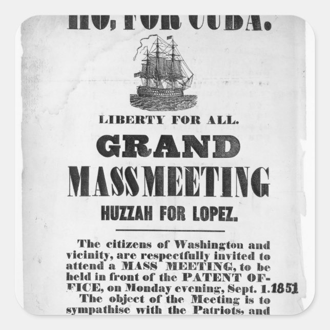 Pegatina Cuadrada Ho, por Cuba (Anverso)