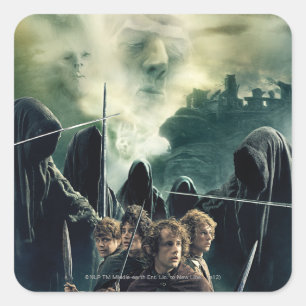 Pegatina Cuadrada Hobbits listos para la batalla