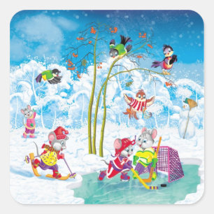 Pegatina Cuadrada hockey