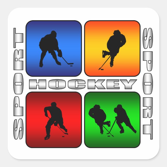 Pegatina Cuadrada Hockey espectacular (Anverso)