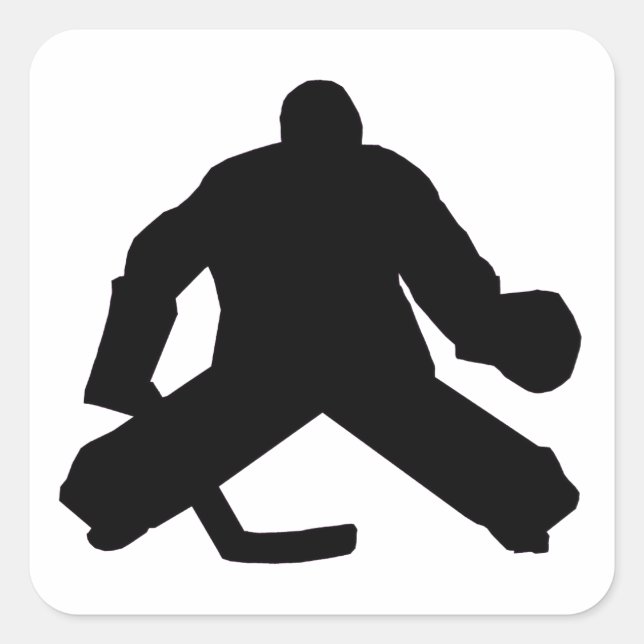 Pegatina Cuadrada Hockey Goalie Silhouette (Anverso)