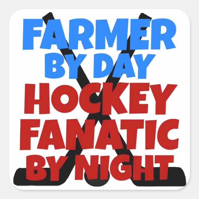 Pegatina Cuadrada Hockey Lover Farmer (Anverso)
