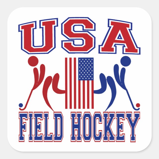 Pegatina Cuadrada Hockey sobre hierba USA (Anverso)