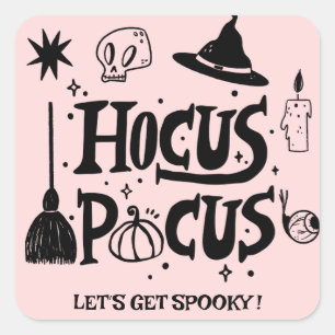 Pegatina Cuadrada Hocus Cocus Pocus Bruja Halloween