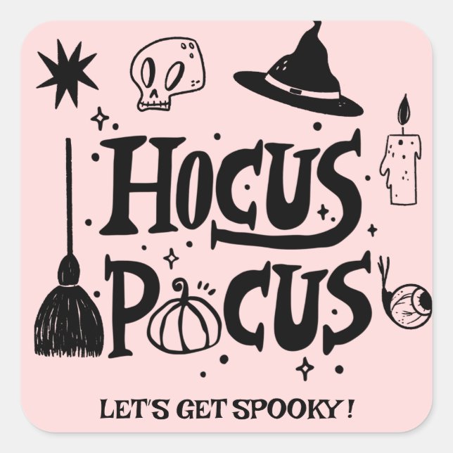 Pegatina Cuadrada Hocus Cocus Pocus Bruja Halloween (Anverso)