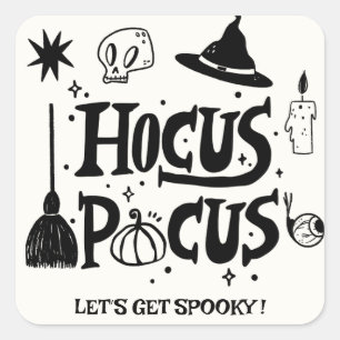 Pegatina Cuadrada Hocus Cocus Pocus Bruja Halloween