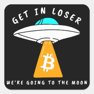 Pegatina Cuadrada Hodl - Luna - OVNI - BITCOIN - Cripto