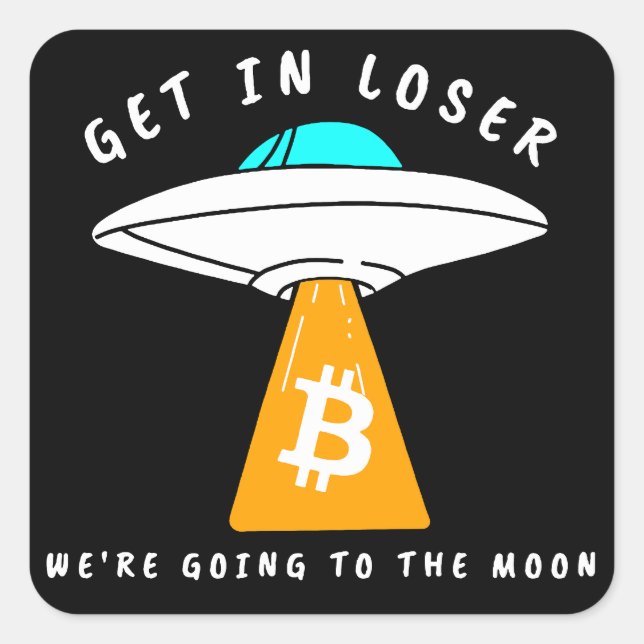 Pegatina Cuadrada Hodl - Luna - OVNI - BITCOIN - Cripto (Anverso)