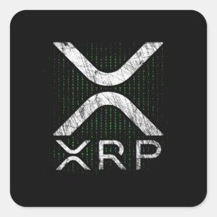 Pegatina Cuadrada Hodlers XRP - Criptodivisa - Código binario - XRP