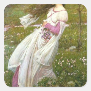 Pegatina Cuadrada Hogar de Windflores John William Waterhouse