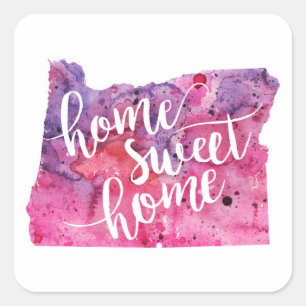 Pegatina Cuadrada Hogar Sweet Home Oregon