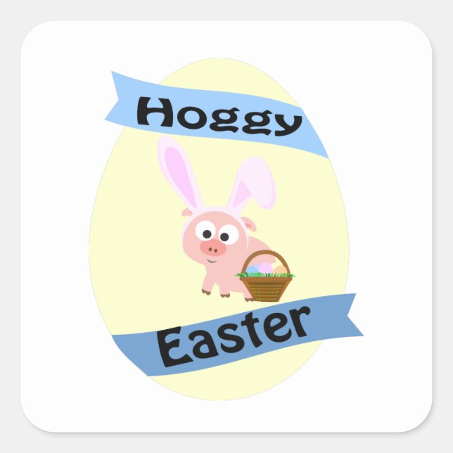 Pegatina Cuadrada Hoggy Easter Pig (Anverso)