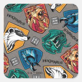 Pegatina Cuadrada HOGWARTS™ Houses Crosshatched Pattern