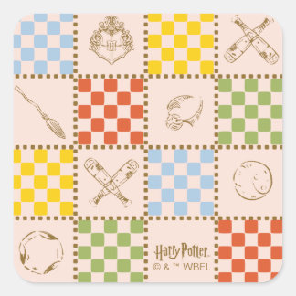 Pegatina Cuadrada HOGWARTS™ QUIDDITCH™ Patrón de verificación de equ