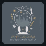 Pegatina Cuadrada HOGWARTS™ Snow Globe | Happy Christmas<br><div class="desc">Celebrate the Holidays with HARRY POTTER™. This Holiday sticker features HOGWARTS™ in a snow globe. Personalize by adding custom text!</div>